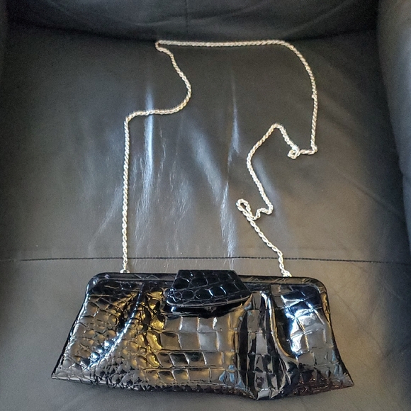La Regale Handbags - Vintag La REGALE Black Crocodile Embossed Clutch Purse Formal EVENING BAG